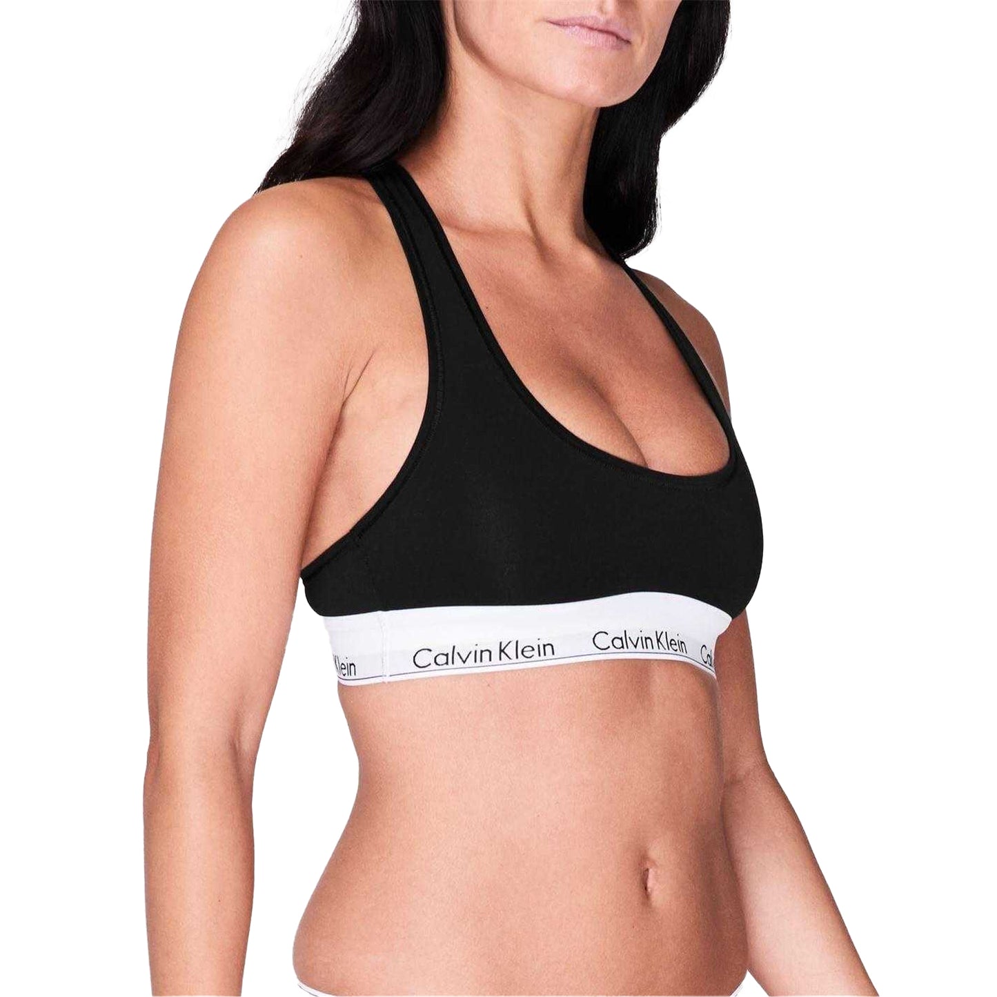 Black - Side - Calvin Klein Womens-Ladies Logo Cotton Blend Bralette