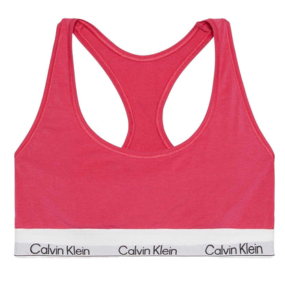 Vibrant Pink - Front - Calvin Klein Womens-Ladies Logo Cotton Blend Bralette