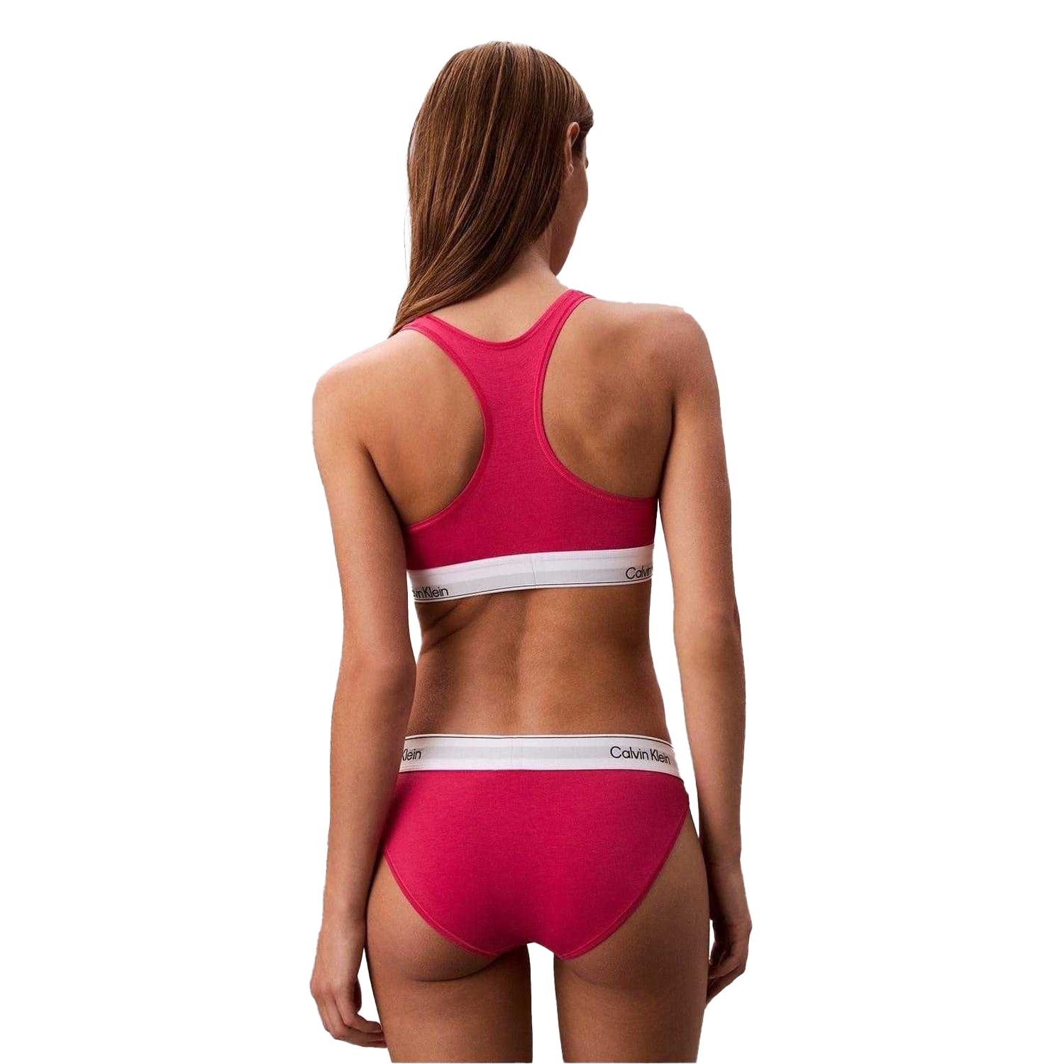 Vibrant Pink - Back - Calvin Klein Womens-Ladies Logo Cotton Blend Bralette