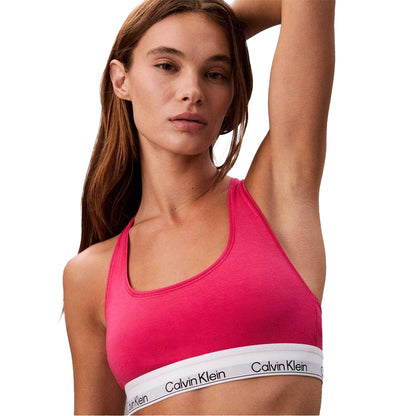 Vibrant Pink - Side - Calvin Klein Womens-Ladies Logo Cotton Blend Bralette