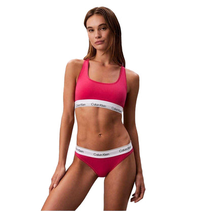 Vibrant Pink - Lifestyle - Calvin Klein Womens-Ladies Logo Cotton Blend Bralette