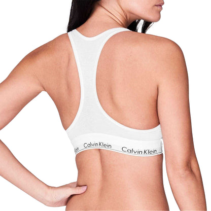 White - Lifestyle - Calvin Klein Womens-Ladies Logo Cotton Blend Bralette