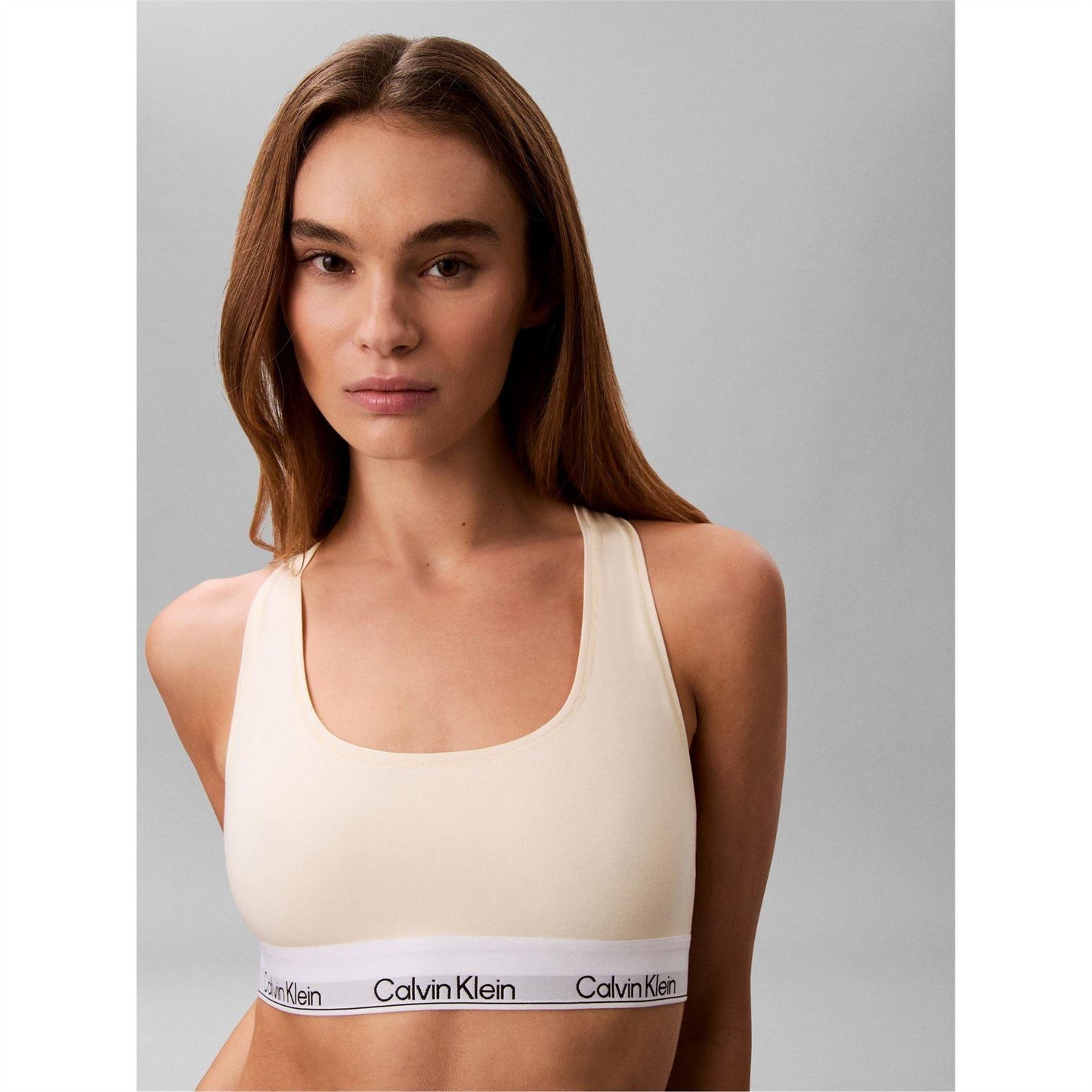 Yellow Pear - Back - Calvin Klein Womens-Ladies Logo Cotton Blend Bralette