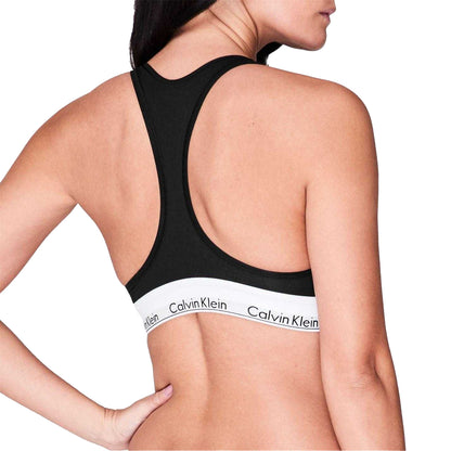 Black - Lifestyle - Calvin Klein Womens-Ladies Logo Cotton Blend Bralette