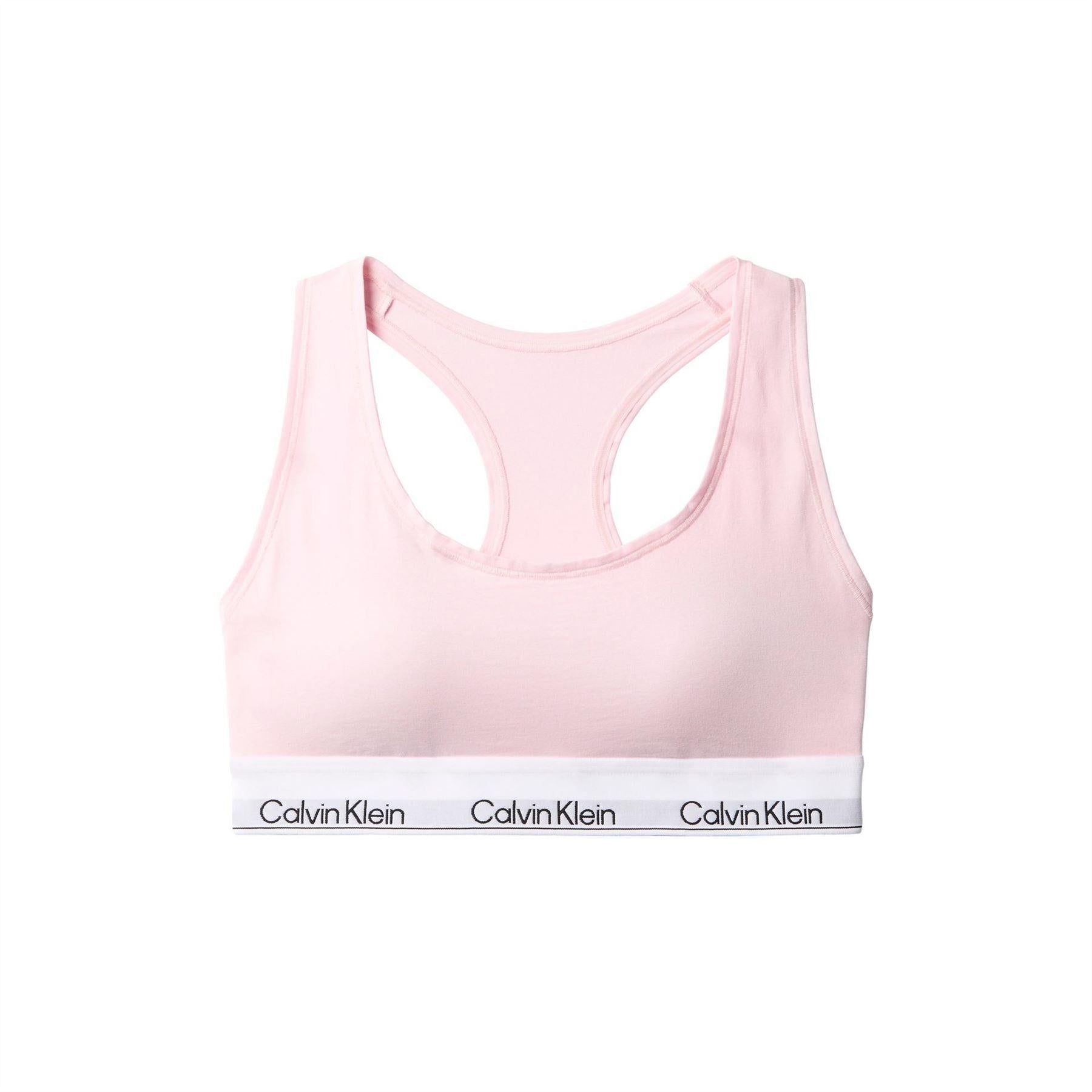 Cradle Pink - Front - Calvin Klein Womens-Ladies Logo Cotton Blend Bralette