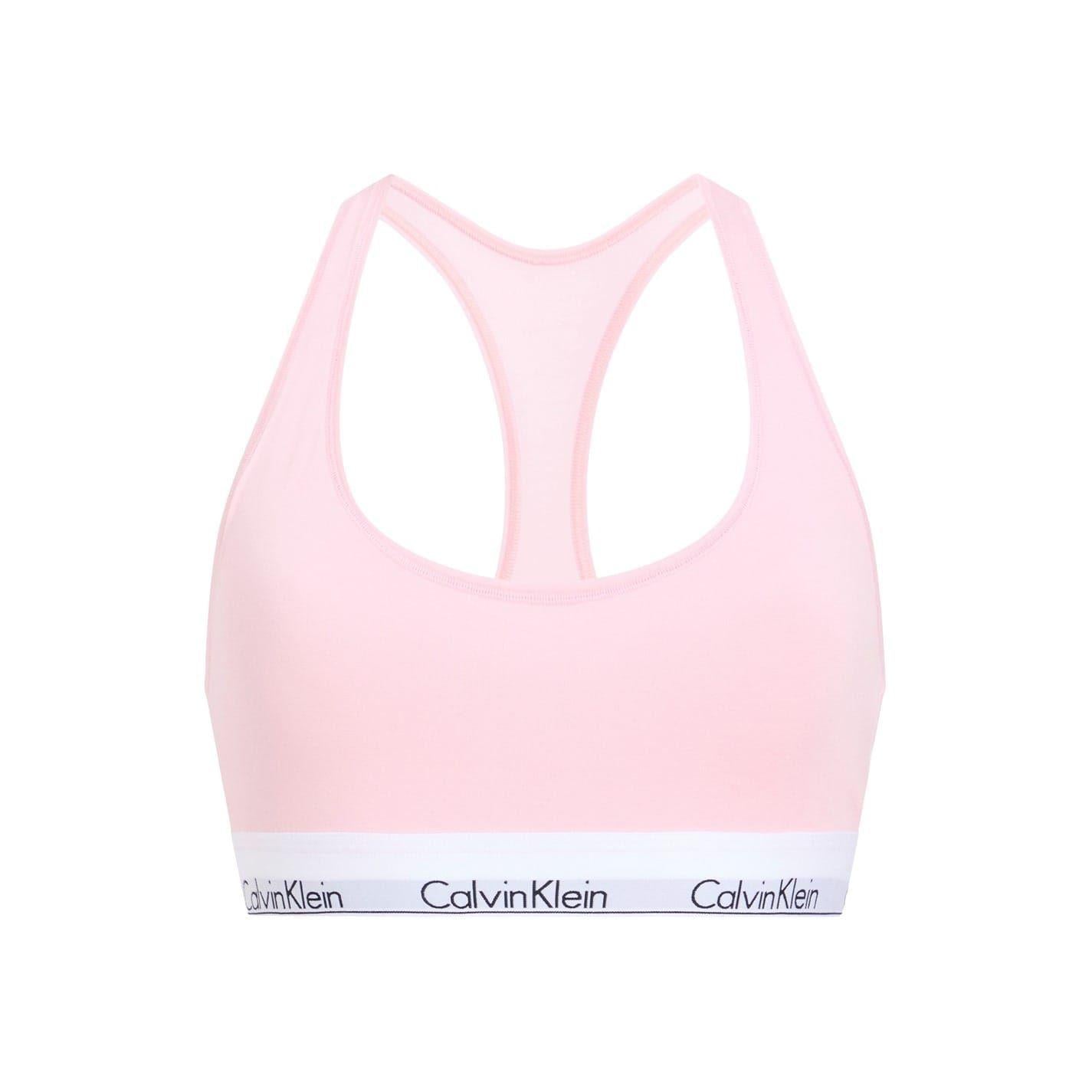 Buff Pink - Front - Calvin Klein Womens-Ladies Logo Cotton Blend Bralette