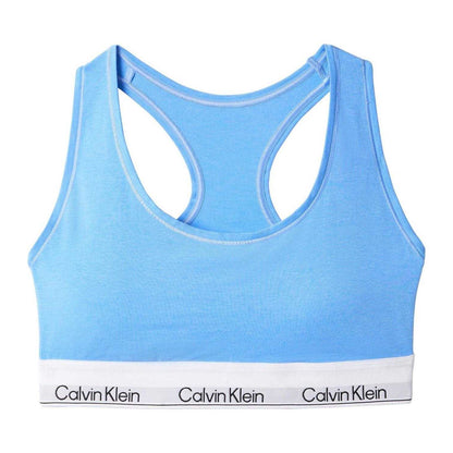 Blue - Front - Calvin Klein Womens-Ladies Logo Cotton Blend Bralette