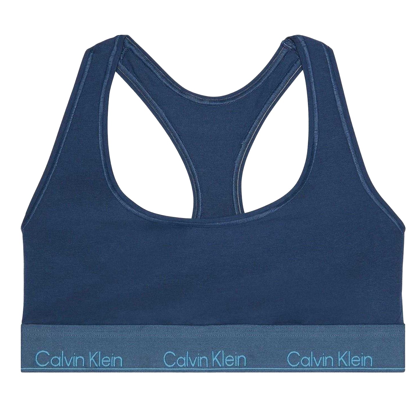 Dark Denim - Front - Calvin Klein Womens-Ladies Logo Cotton Blend Bralette