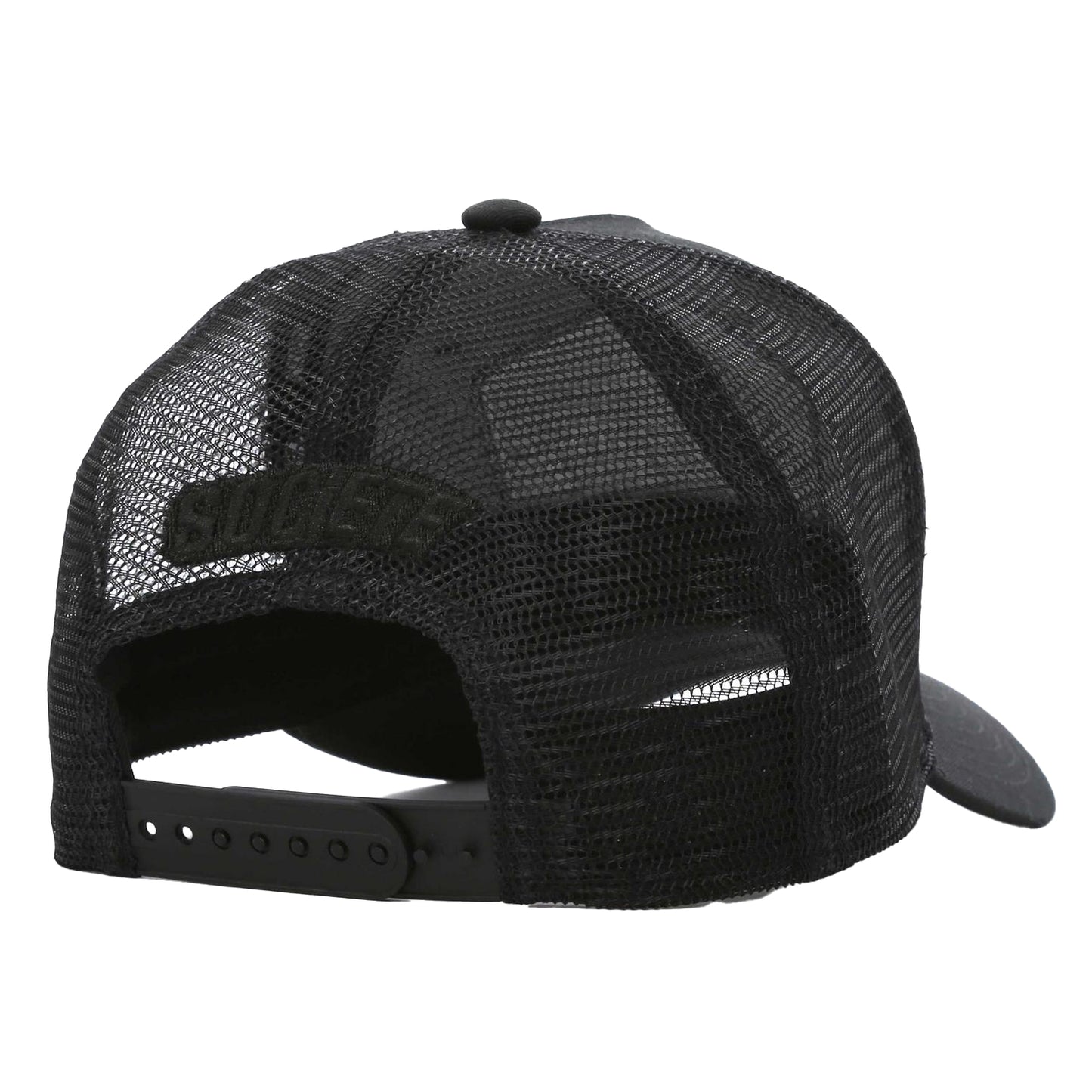 Black-Grey - Back - Societe Noir Plate Logo Curved Peak Sport Trucker Cap