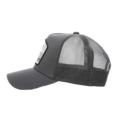 Grey-Black - Side - Societe Noir Plate Logo Curved Peak Sport Trucker Cap
