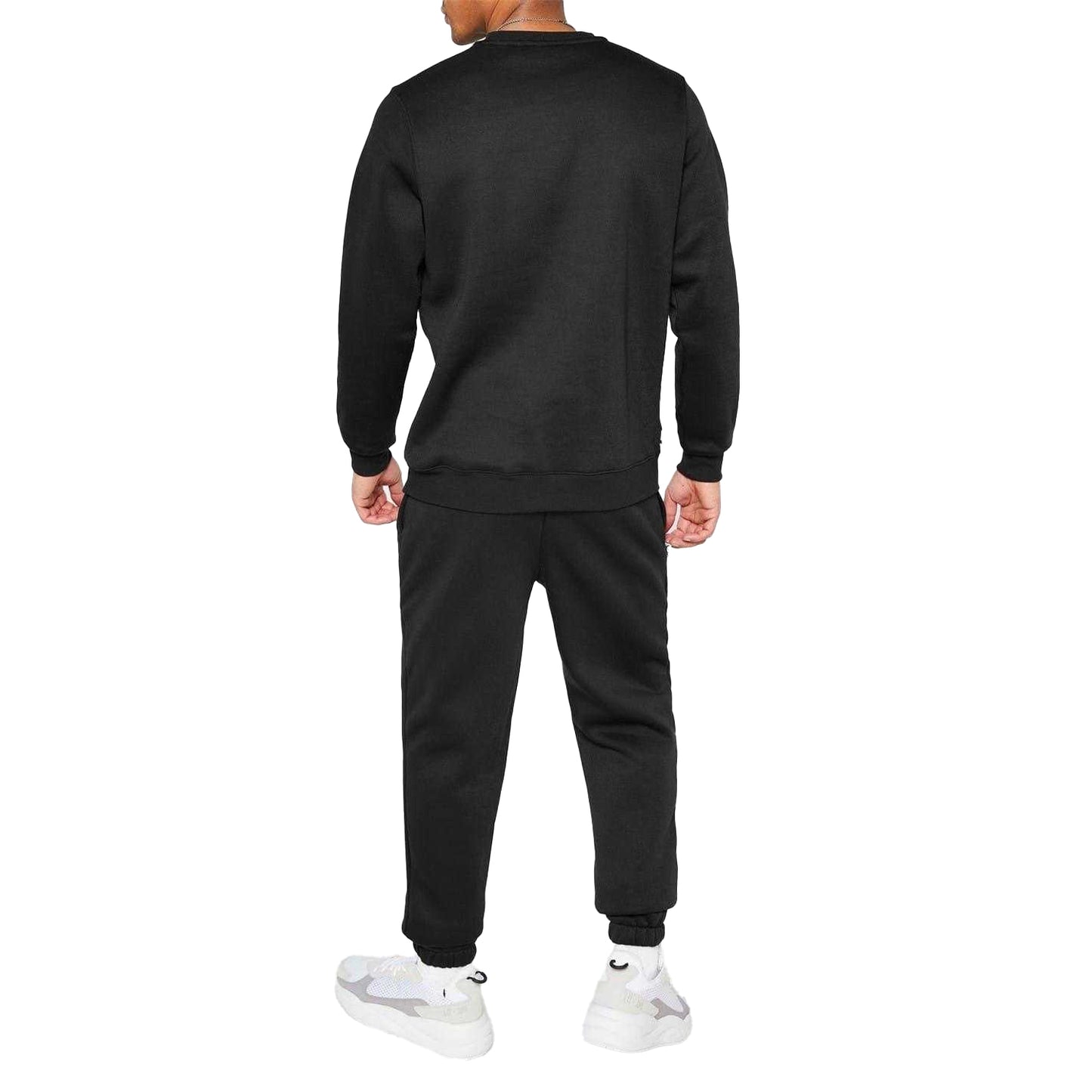Black - Pack Shot - Lonsdale Mens Essential Logo Crew Neck Sweatshirt