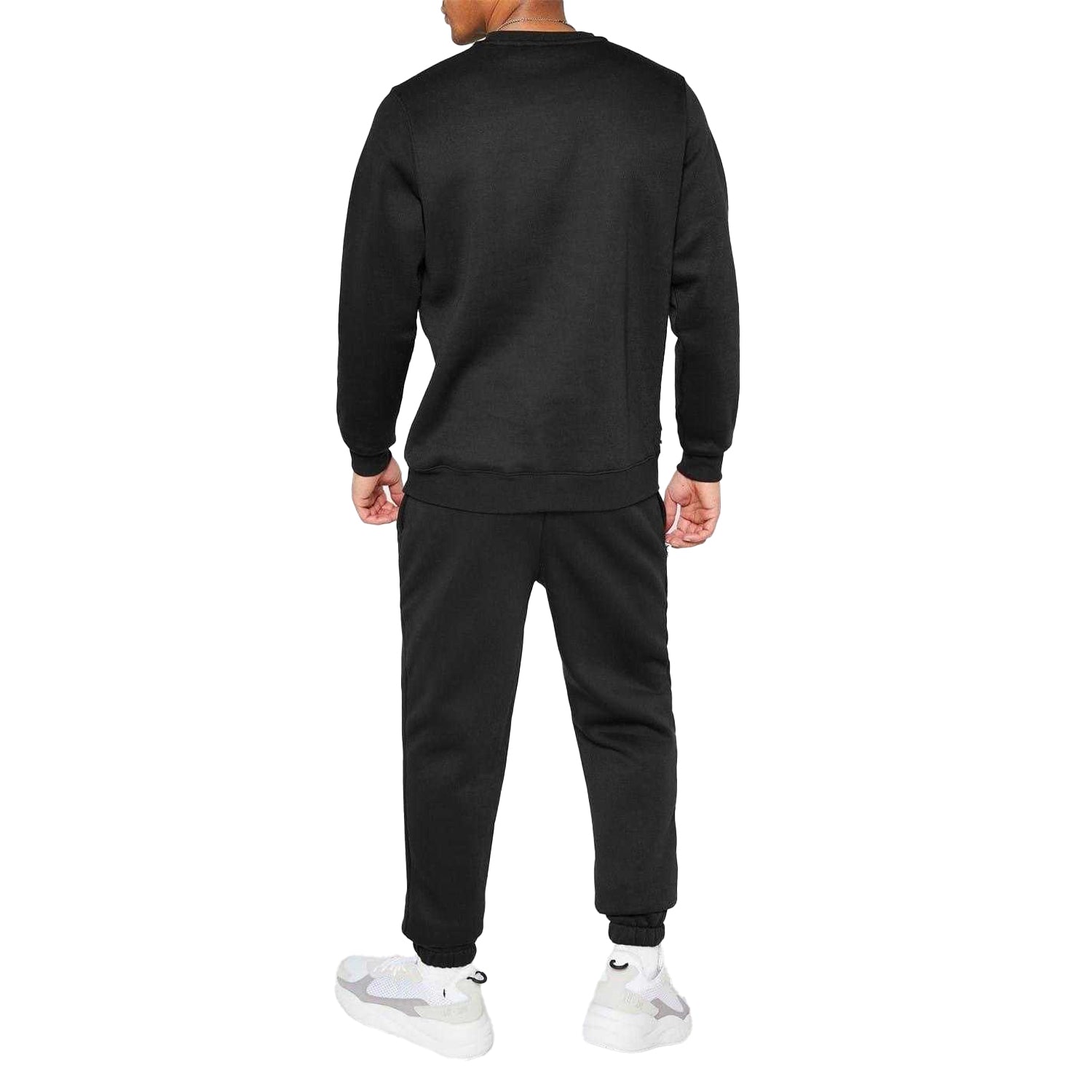 Black - Pack Shot - Lonsdale Mens Essential Logo Crew Neck Sweatshirt
