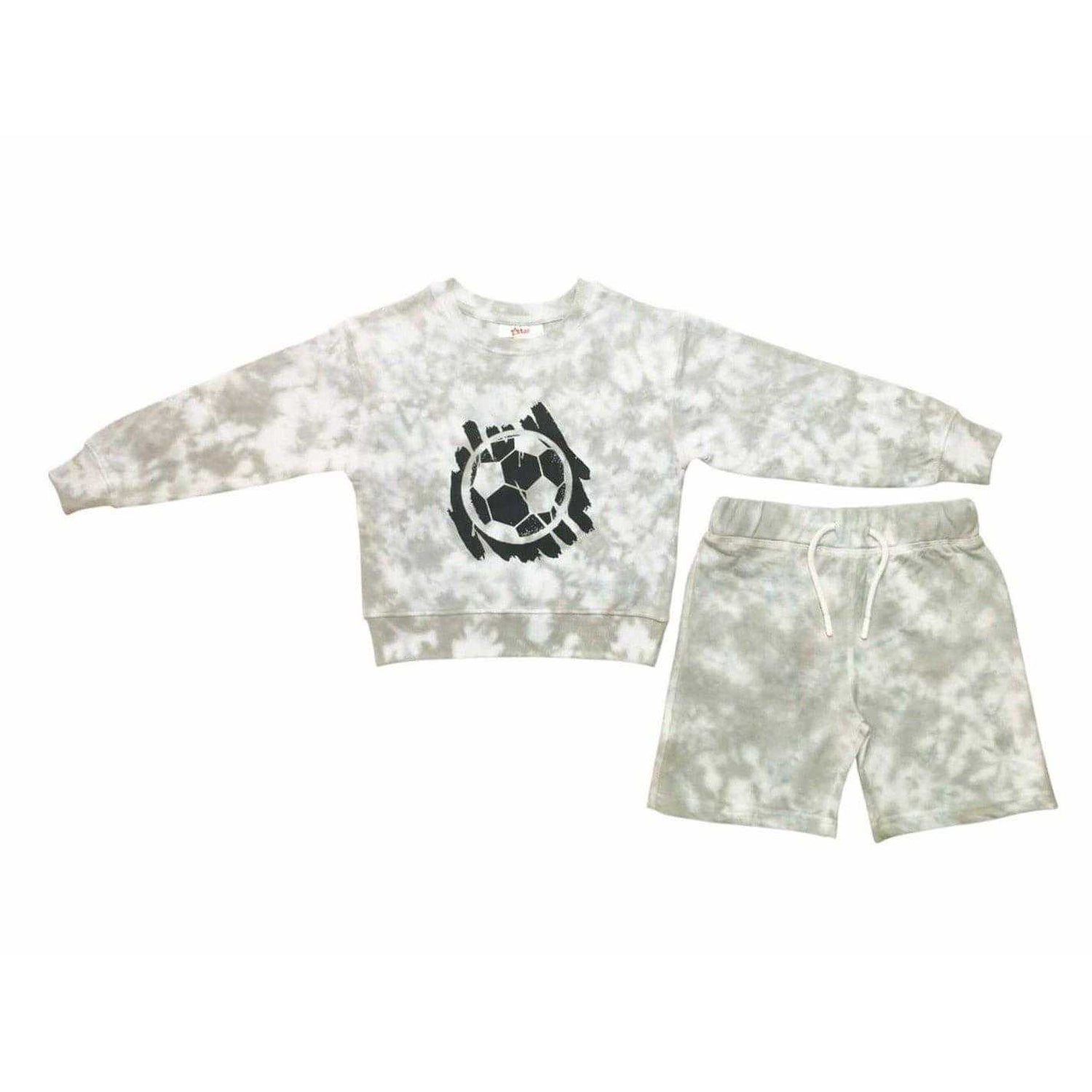 Green - Front - Star Childrens-Kids Tie Dye Regular Long-Sleeved Sweatshirt and Shorts Set