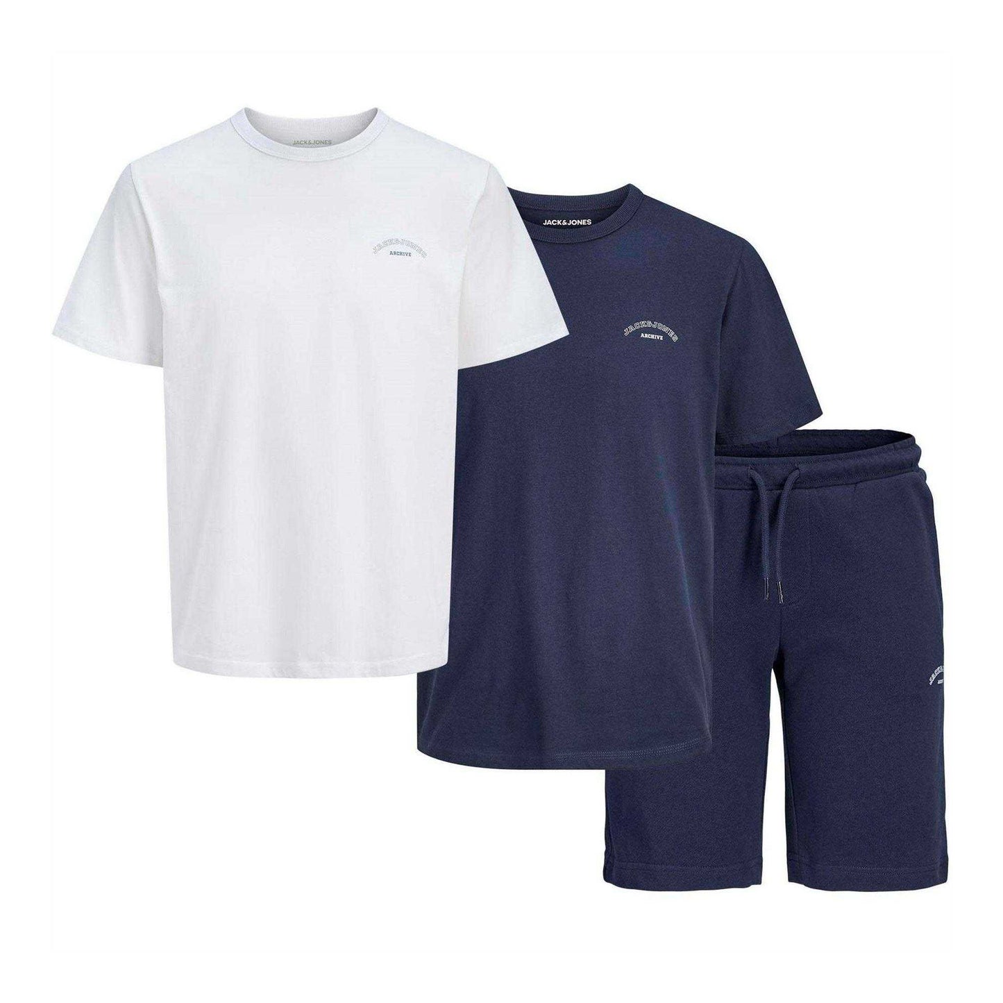 Navy-White - Front - Jack And Jones Childrens-Kids T-Shirt & Shorts Set