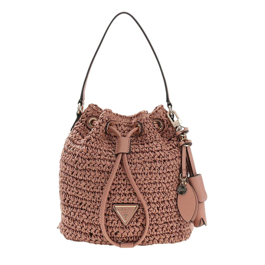 Pink - Front - Guess Ofelia Paperstraw Summer Bucket Bag