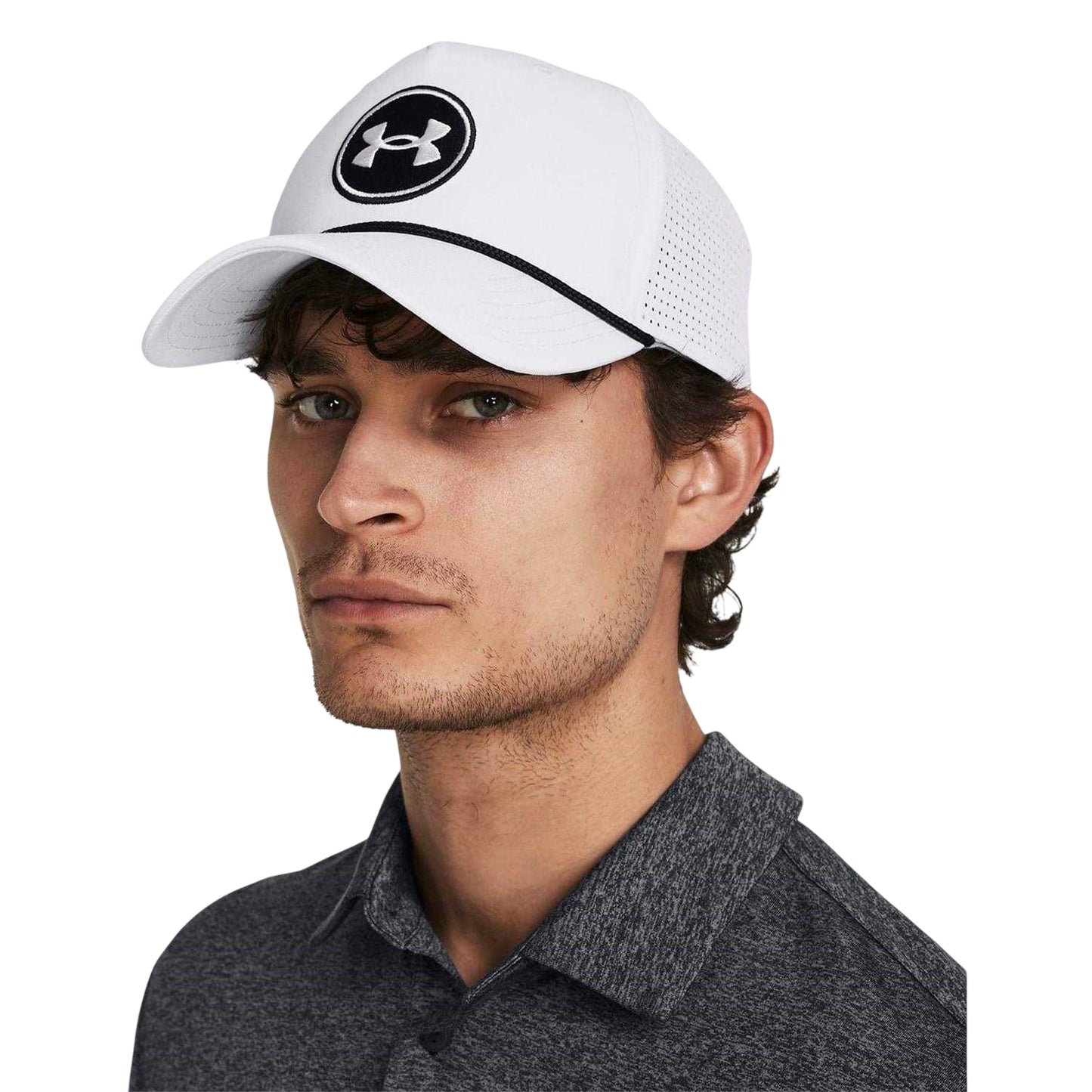 White - Side - Under Armour Mens Drive Rope Snapback Cap