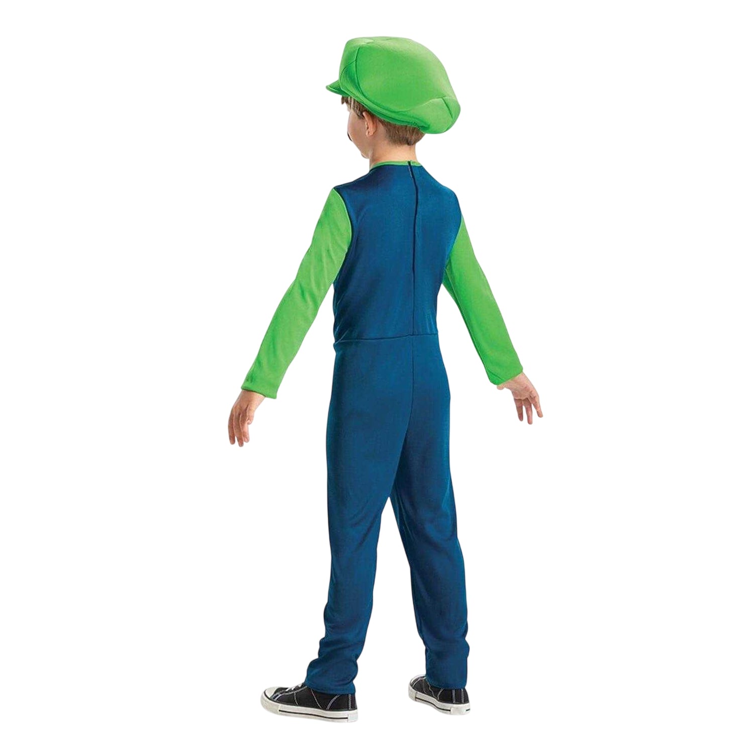 Green-Blue - Back - Super Mario Bros Childrens-Kids Luigi Costume