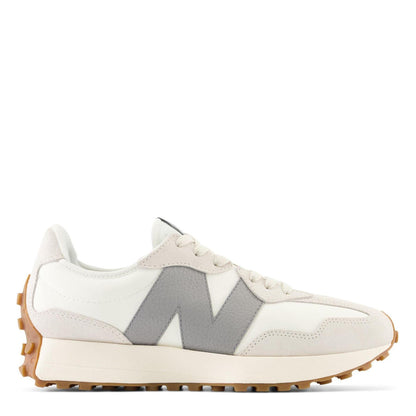 White-Grey - Front - New Balance Womens-Ladies 327 Logo Suede Trainers