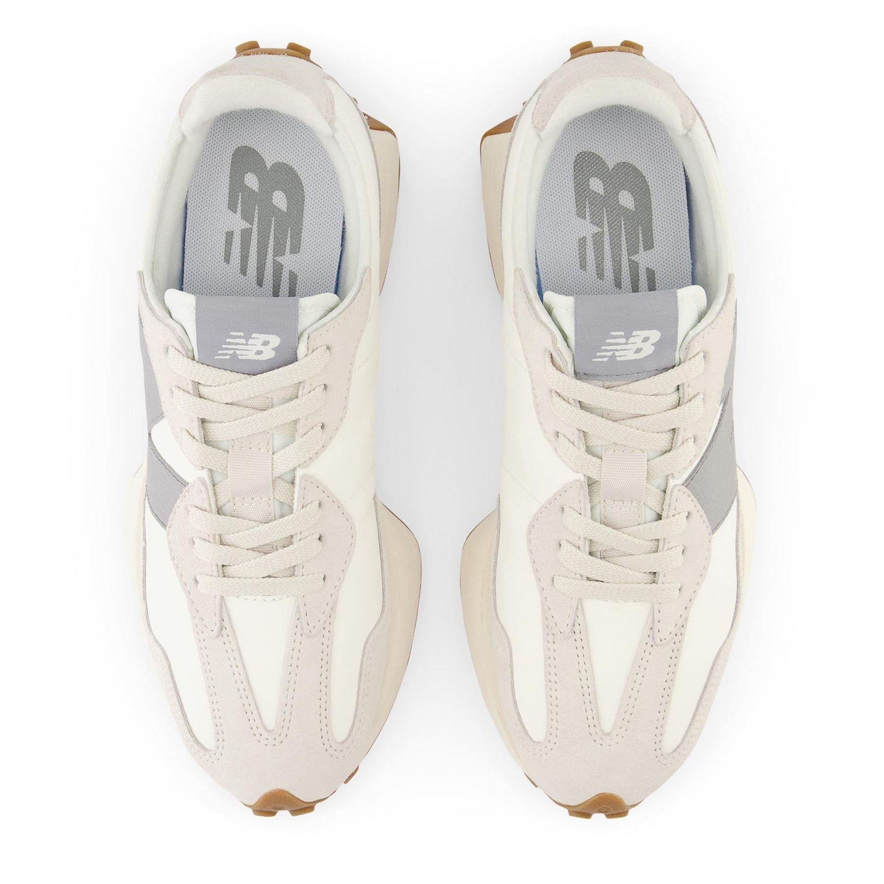 White-Grey - Side - New Balance Womens-Ladies 327 Logo Suede Trainers