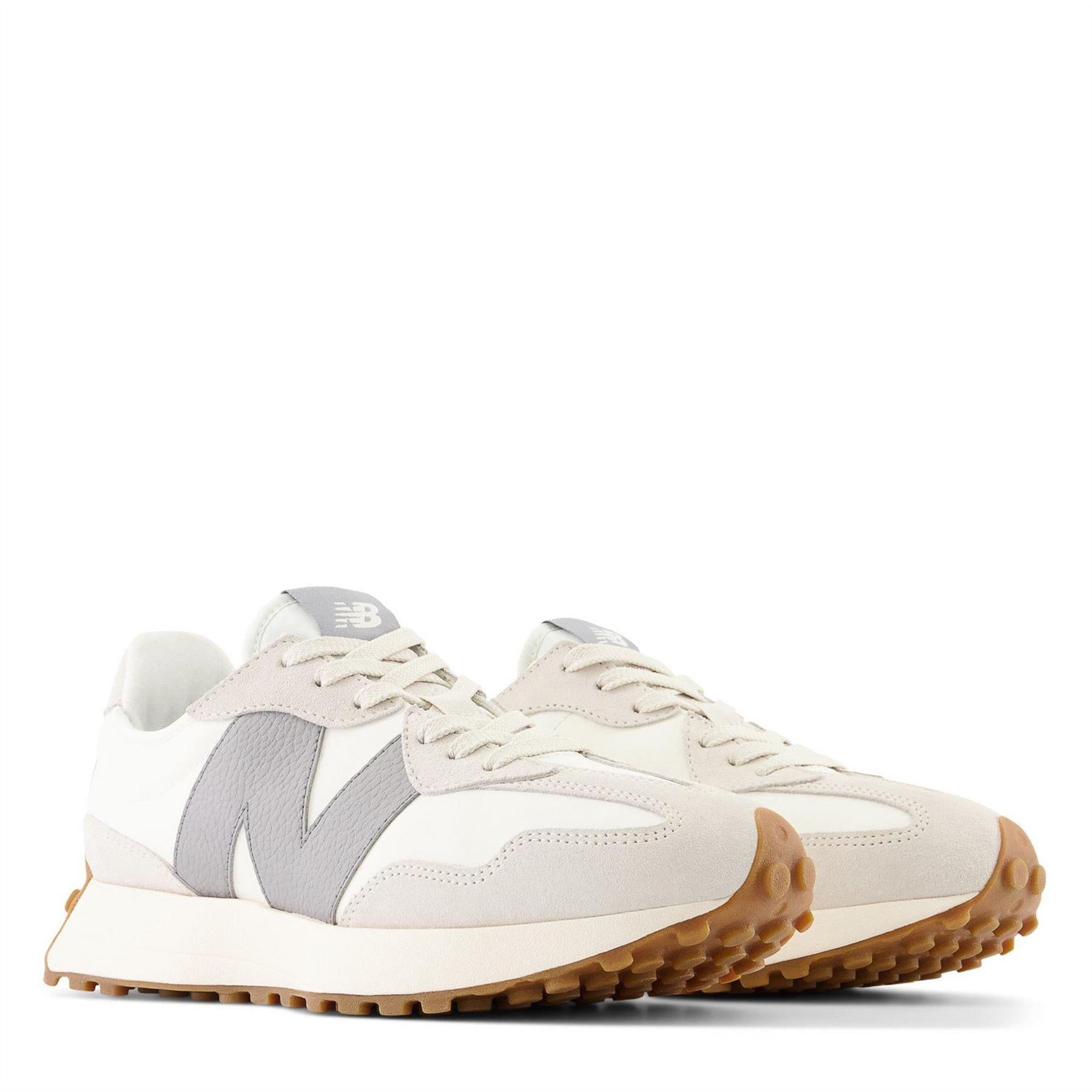 White-Grey - Lifestyle - New Balance Womens-Ladies 327 Logo Suede Trainers