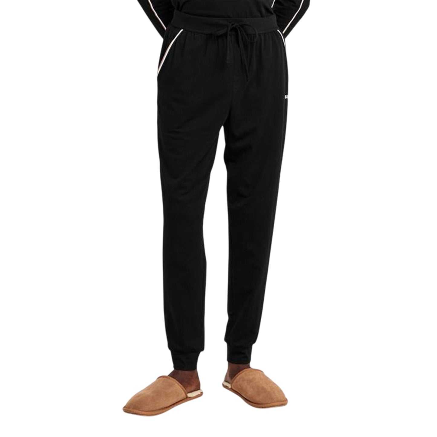 Black - Side - Boss Mens Unique Stripe Detail Joggers