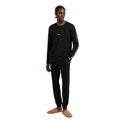 Black - Pack Shot - Boss Mens Unique Stripe Detail Joggers