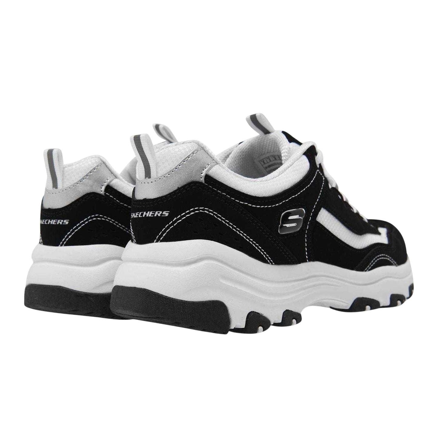 Black-White - Back - Skechers Womens-Ladies Icon Dlite Leather Trainers
