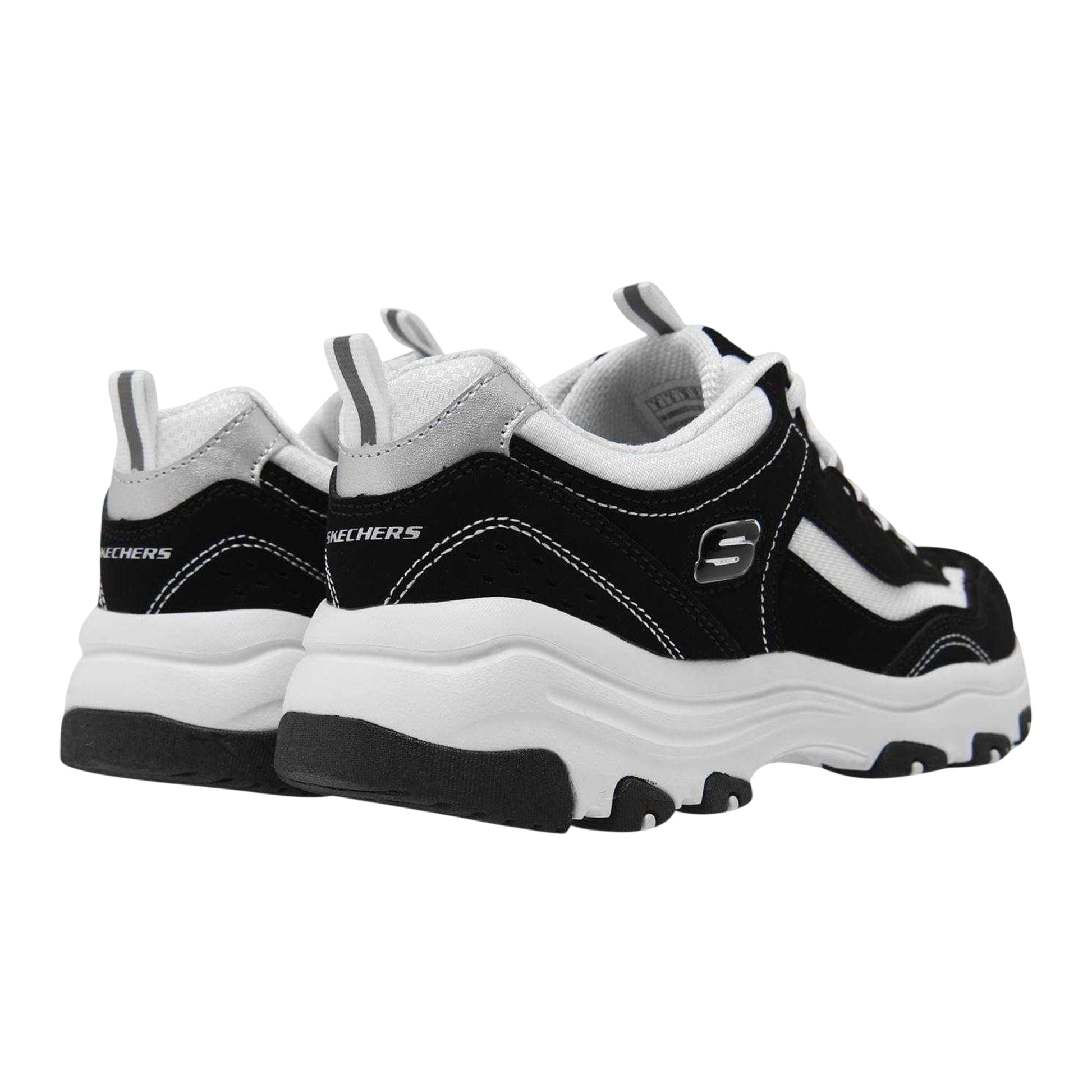 Black-White - Back - Skechers Womens-Ladies Icon Dlite Leather Trainers