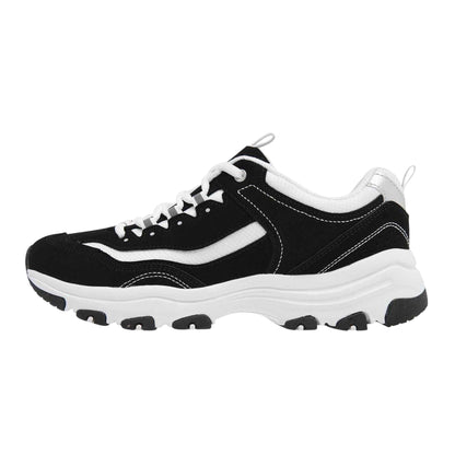 Black-White - Side - Skechers Womens-Ladies Icon Dlite Leather Trainers