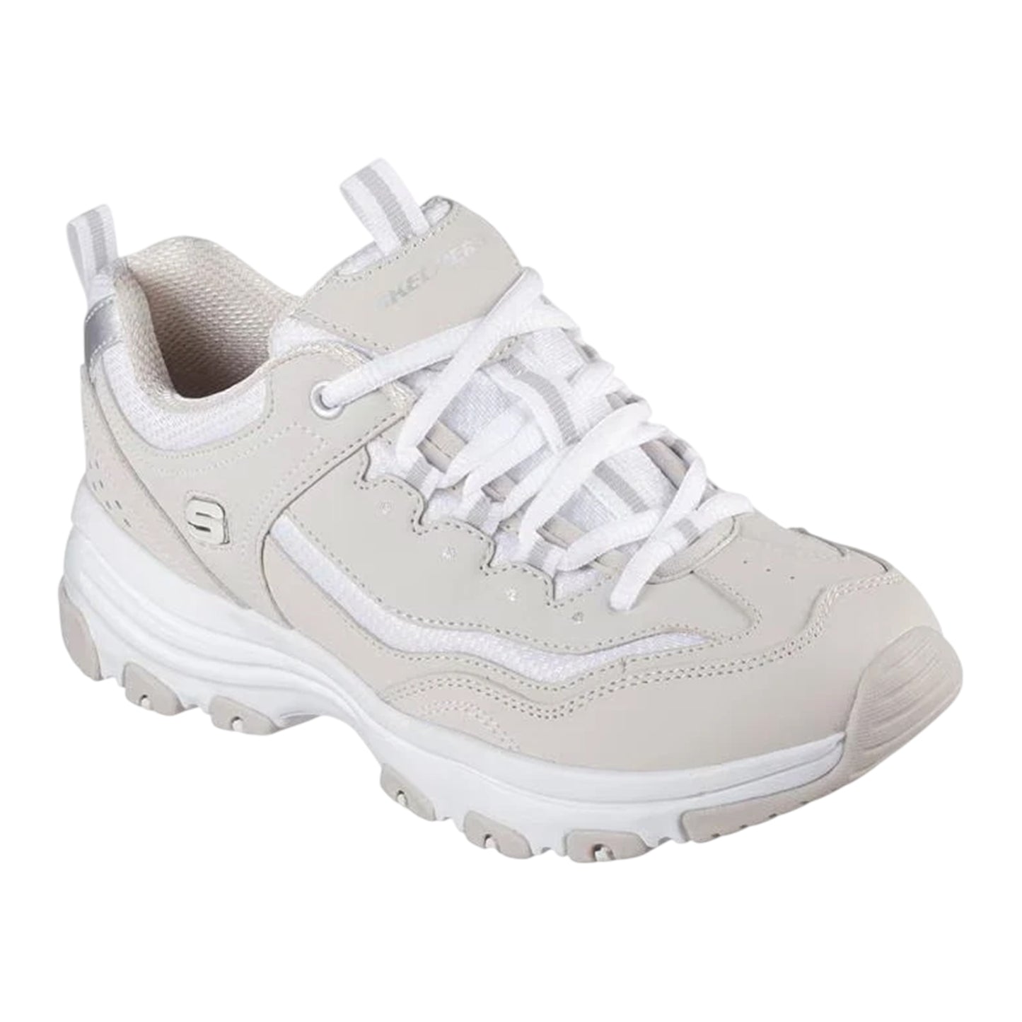 Taupe-White - Front - Skechers Womens-Ladies Icon Dlite Leather Trainers