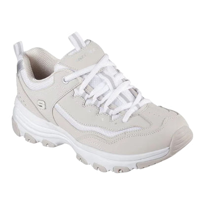 Taupe-White - Front - Skechers Womens-Ladies Icon Dlite Leather Trainers