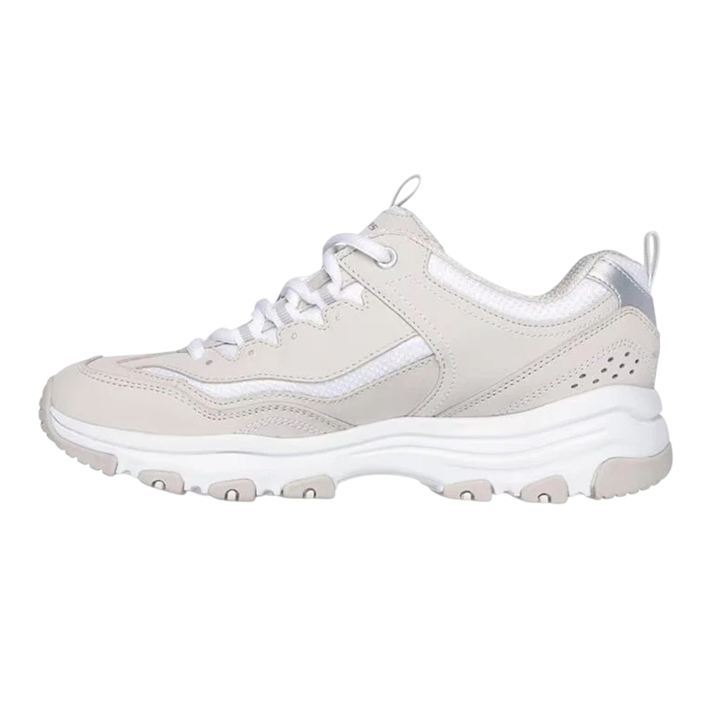 Taupe-White - Back - Skechers Womens-Ladies Icon Dlite Leather Trainers