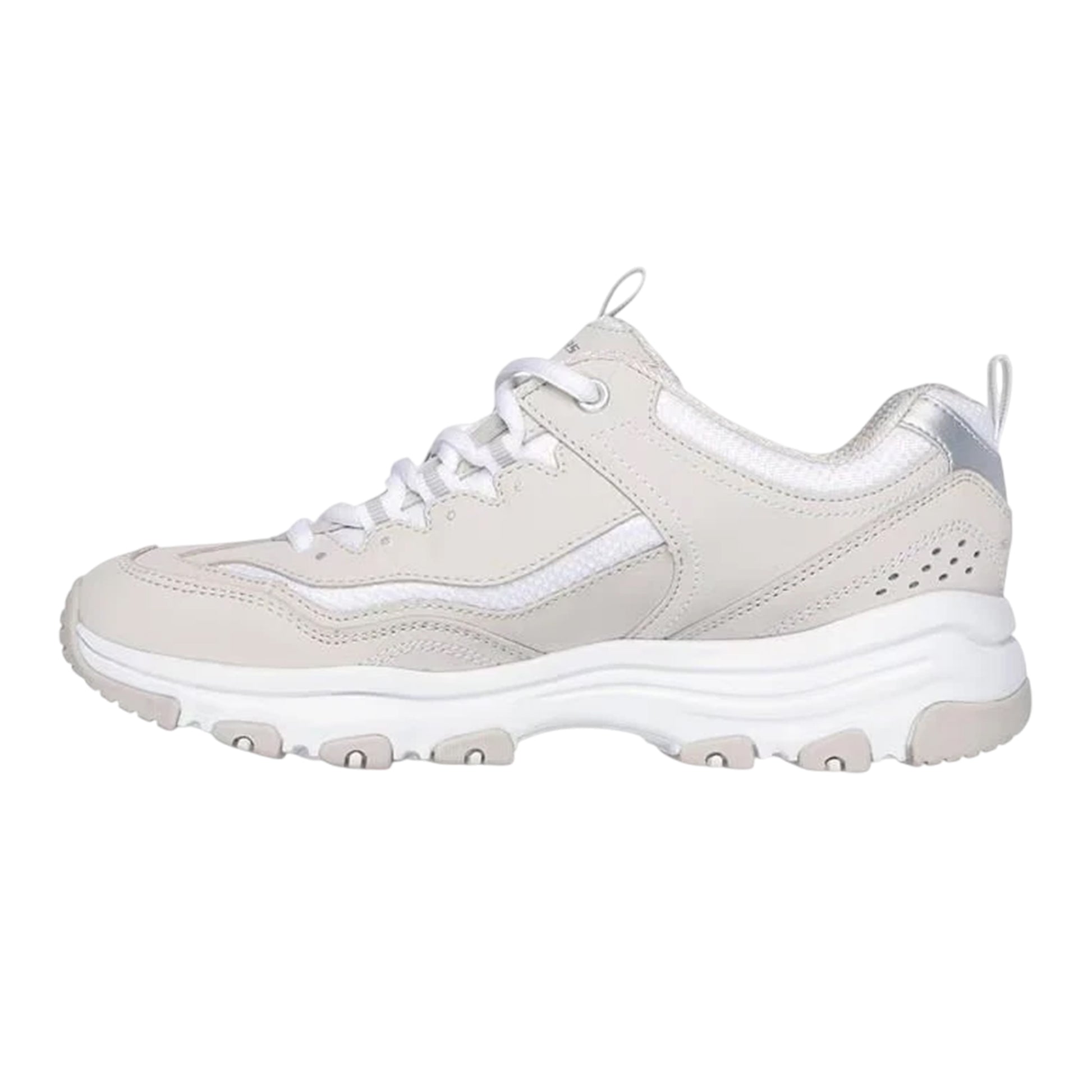 Taupe-White - Back - Skechers Womens-Ladies Icon Dlite Leather Trainers