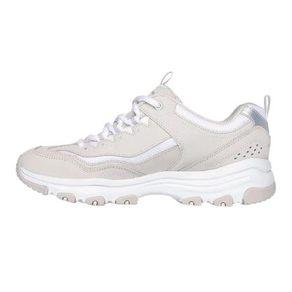 Taupe-White - Back - Skechers Womens-Ladies Icon Dlite Leather Trainers