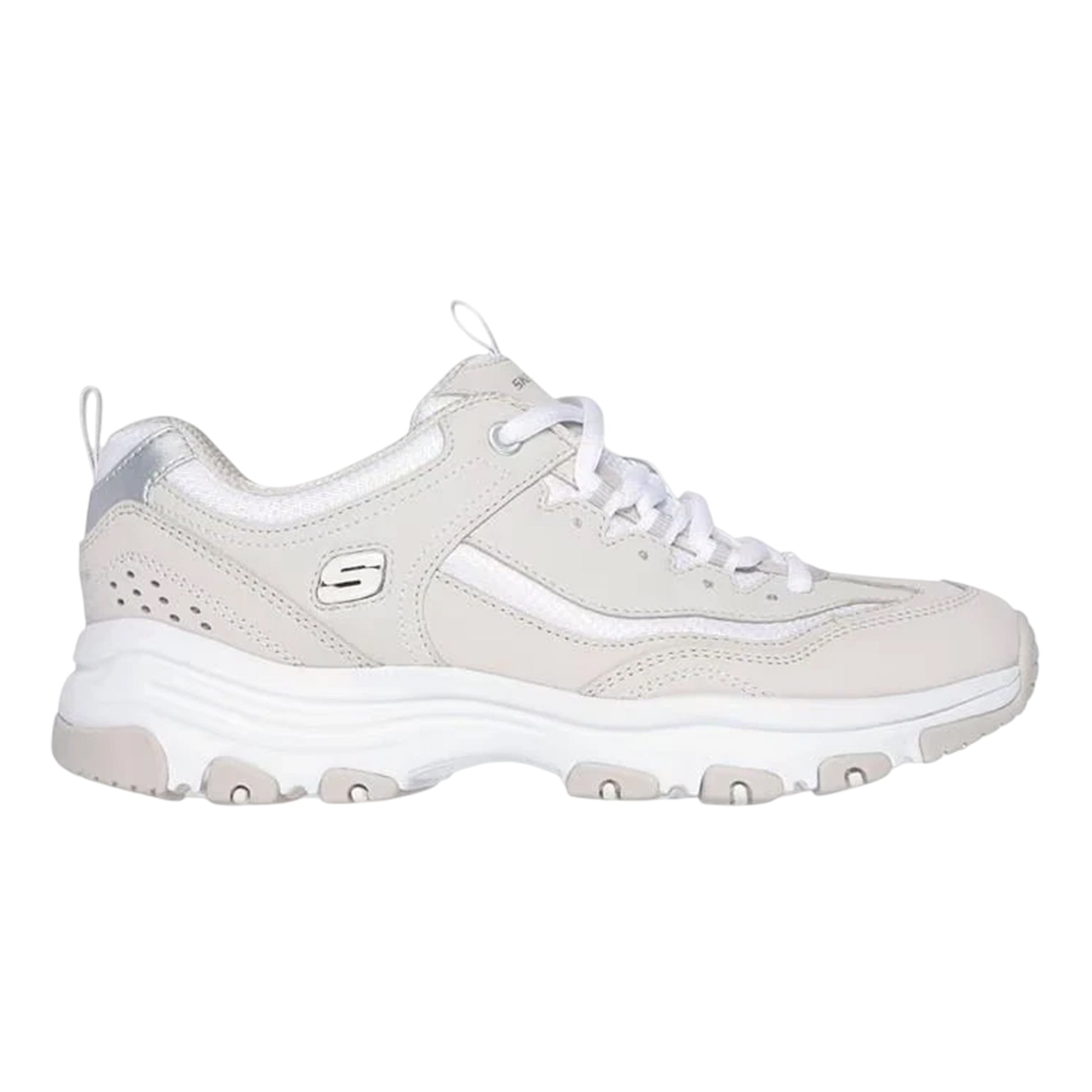 Taupe-White - Side - Skechers Womens-Ladies Icon Dlite Leather Trainers