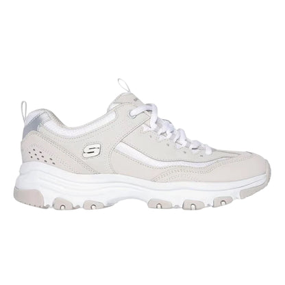 Taupe-White - Side - Skechers Womens-Ladies Icon Dlite Leather Trainers