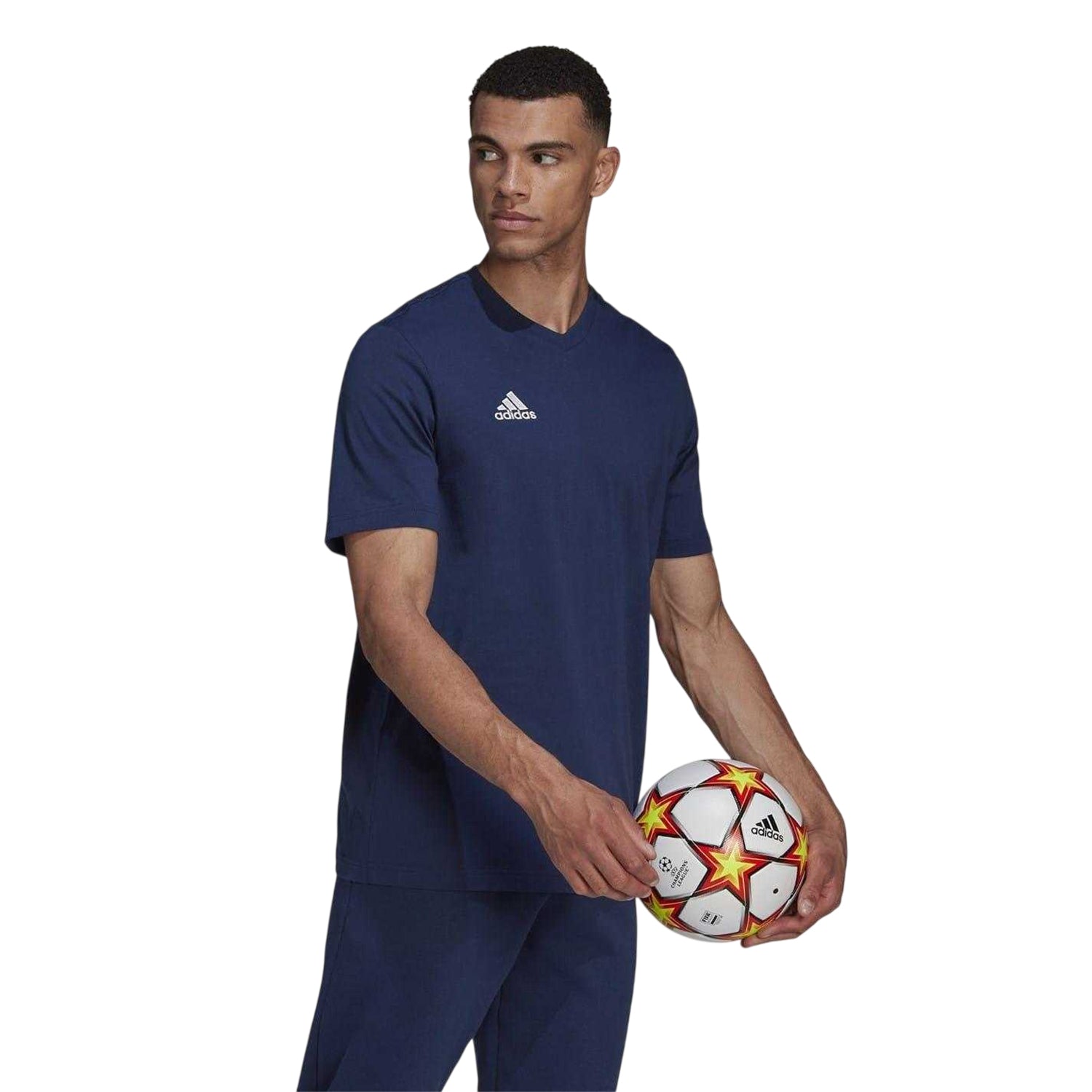 Navy - Side - Adidas Mens Entrada 22 T-Shirt