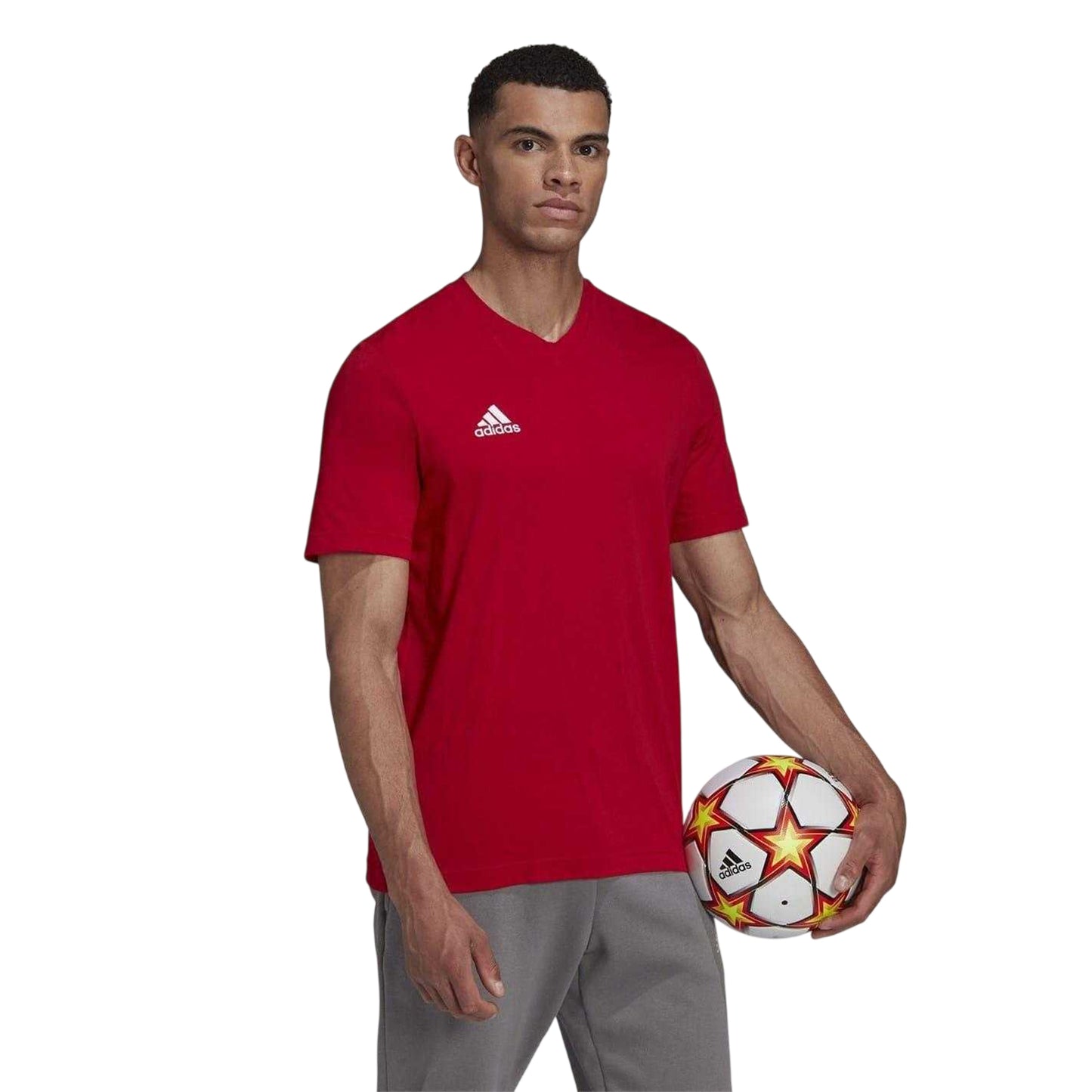 Red - Side - Adidas Mens Entrada 22 T-Shirt