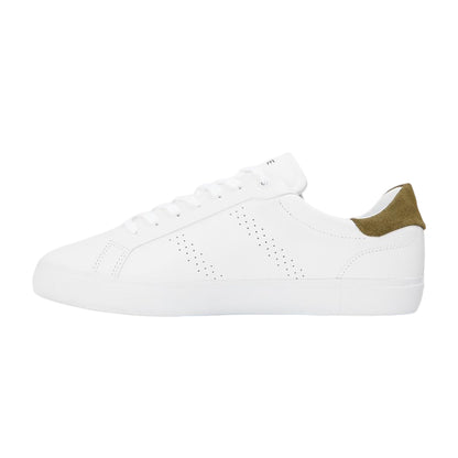White-Green - Back - Lacoste Mens Powercourt Leather Flat Trainers