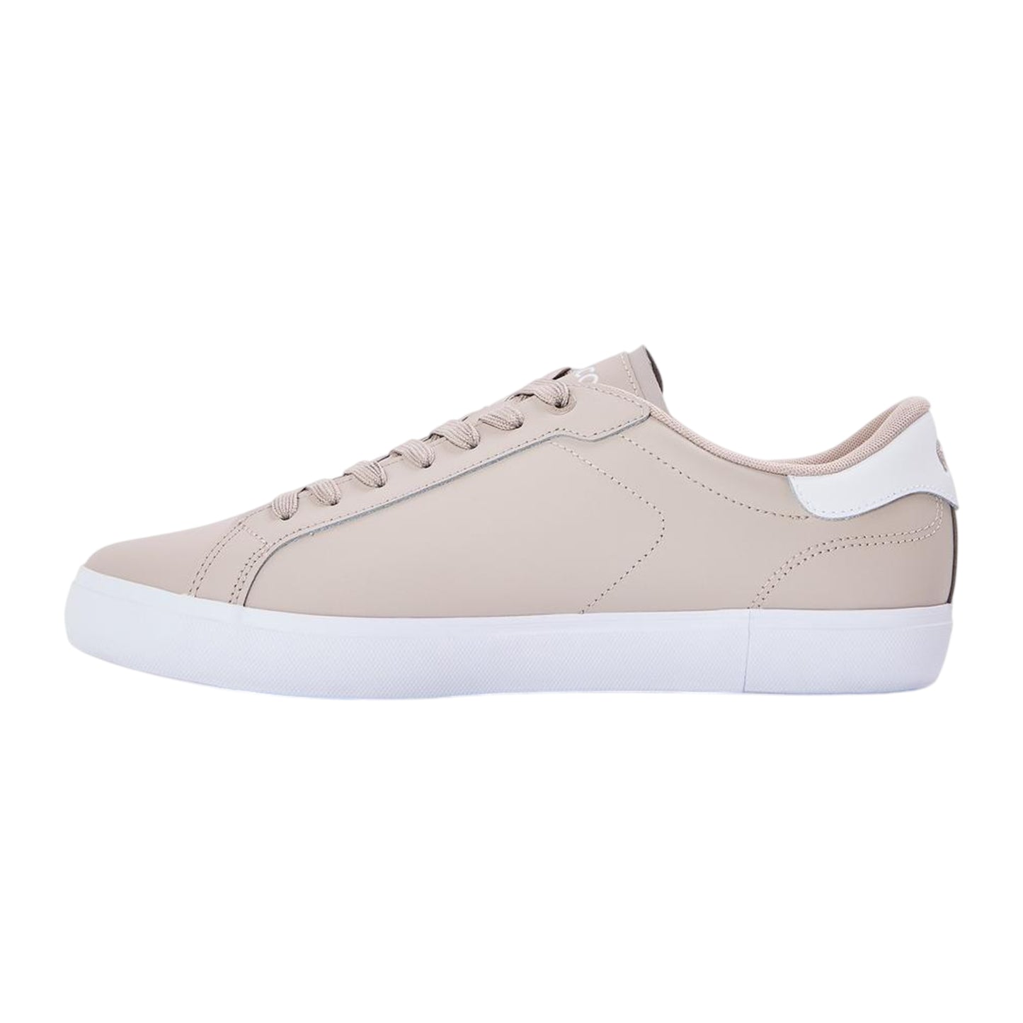 Grey-White - Back - Lacoste Mens Powercourt Leather Flat Trainers