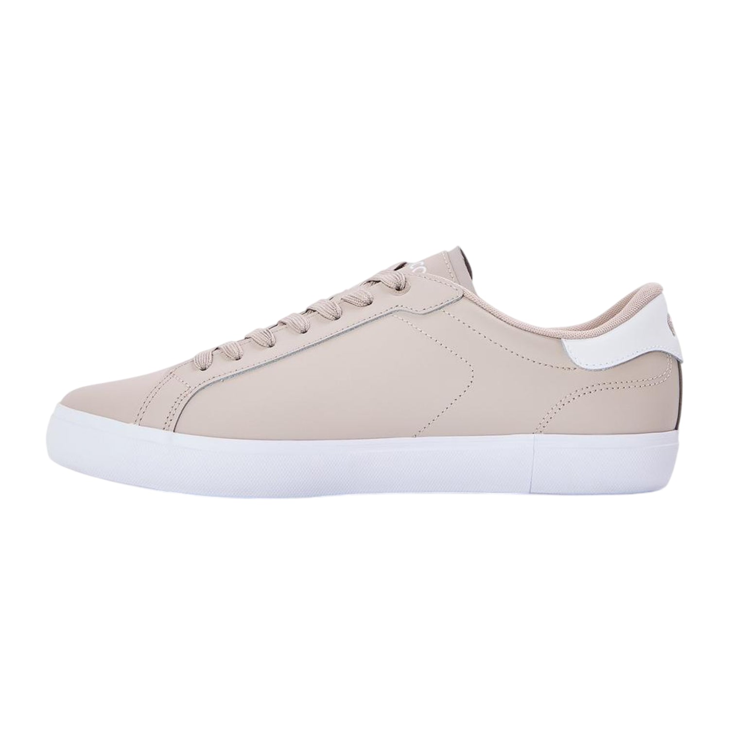 Grey-White - Back - Lacoste Mens Powercourt Leather Flat Trainers