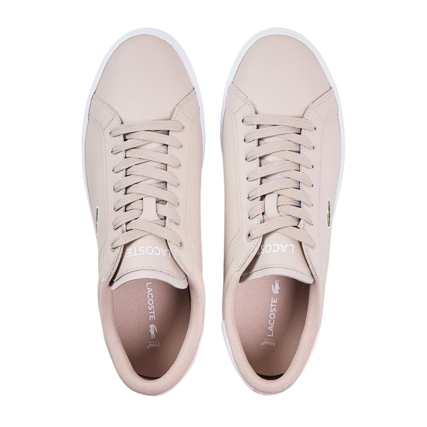 Grey-White - Side - Lacoste Mens Powercourt Leather Flat Trainers