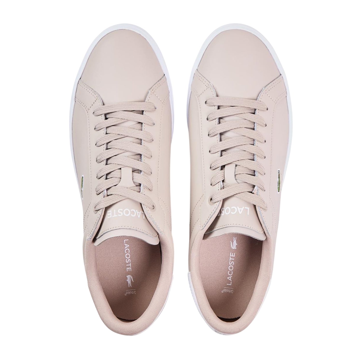 Grey-White - Side - Lacoste Mens Powercourt Leather Flat Trainers