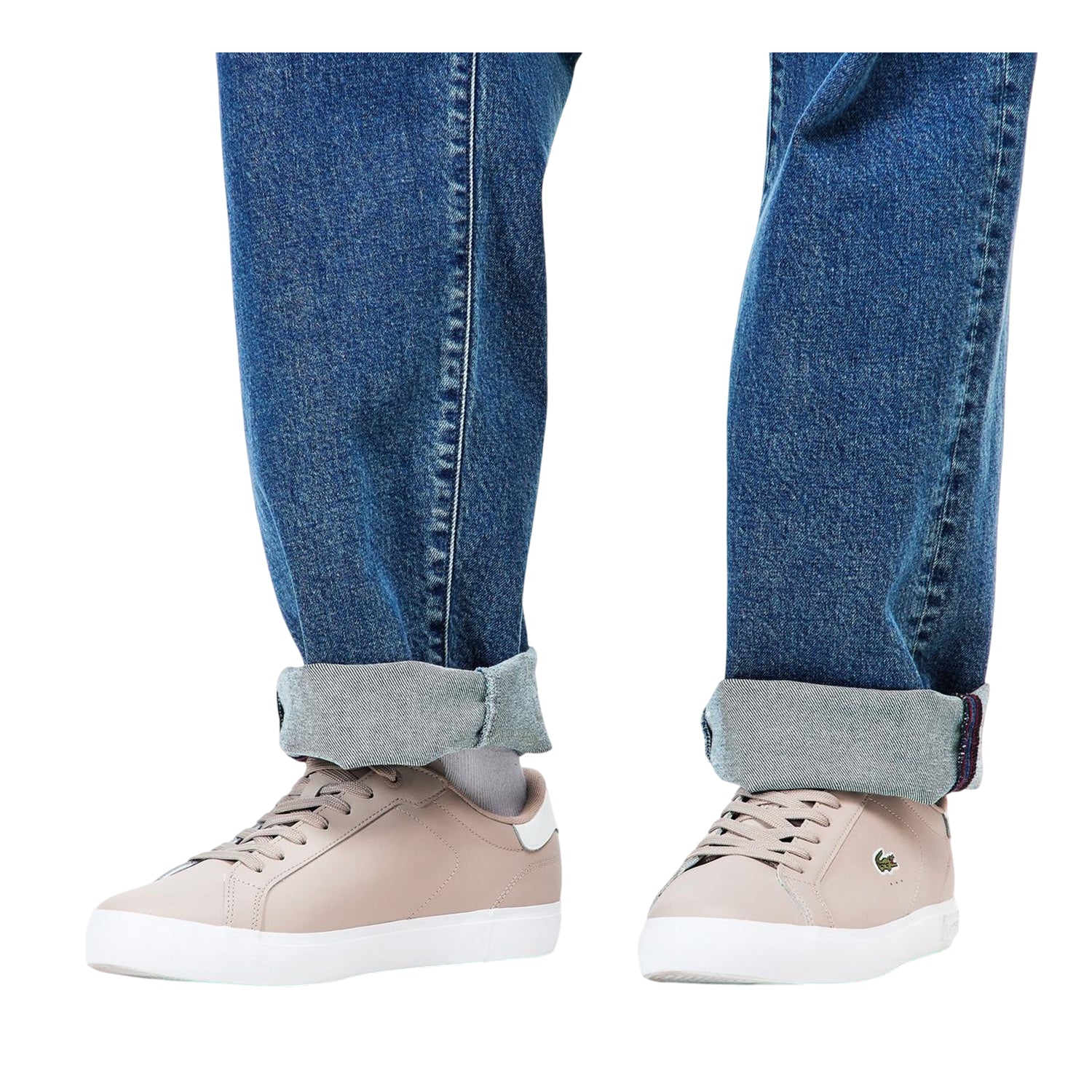 Grey-White - Lifestyle - Lacoste Mens Powercourt Leather Flat Trainers