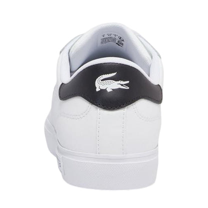 White-Black - Back - Lacoste Mens Powercourt Leather Flat Trainers