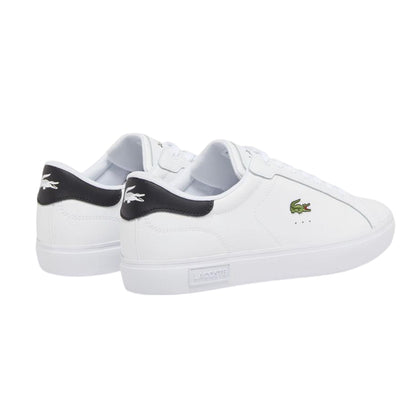 White-Black - Side - Lacoste Mens Powercourt Leather Flat Trainers