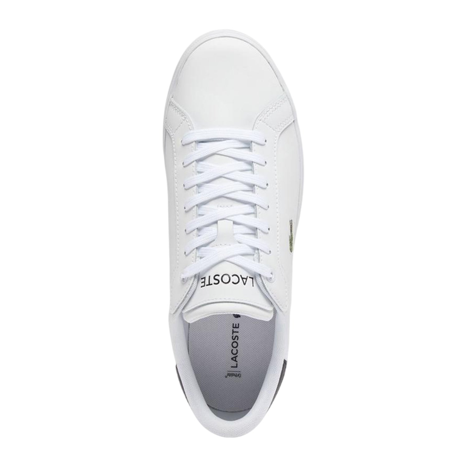 White-Black - Lifestyle - Lacoste Mens Powercourt Leather Flat Trainers
