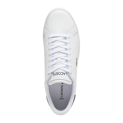 White-Black - Lifestyle - Lacoste Mens Powercourt Leather Flat Trainers