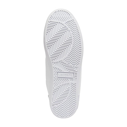 White-Black - Pack Shot - Lacoste Mens Powercourt Leather Flat Trainers