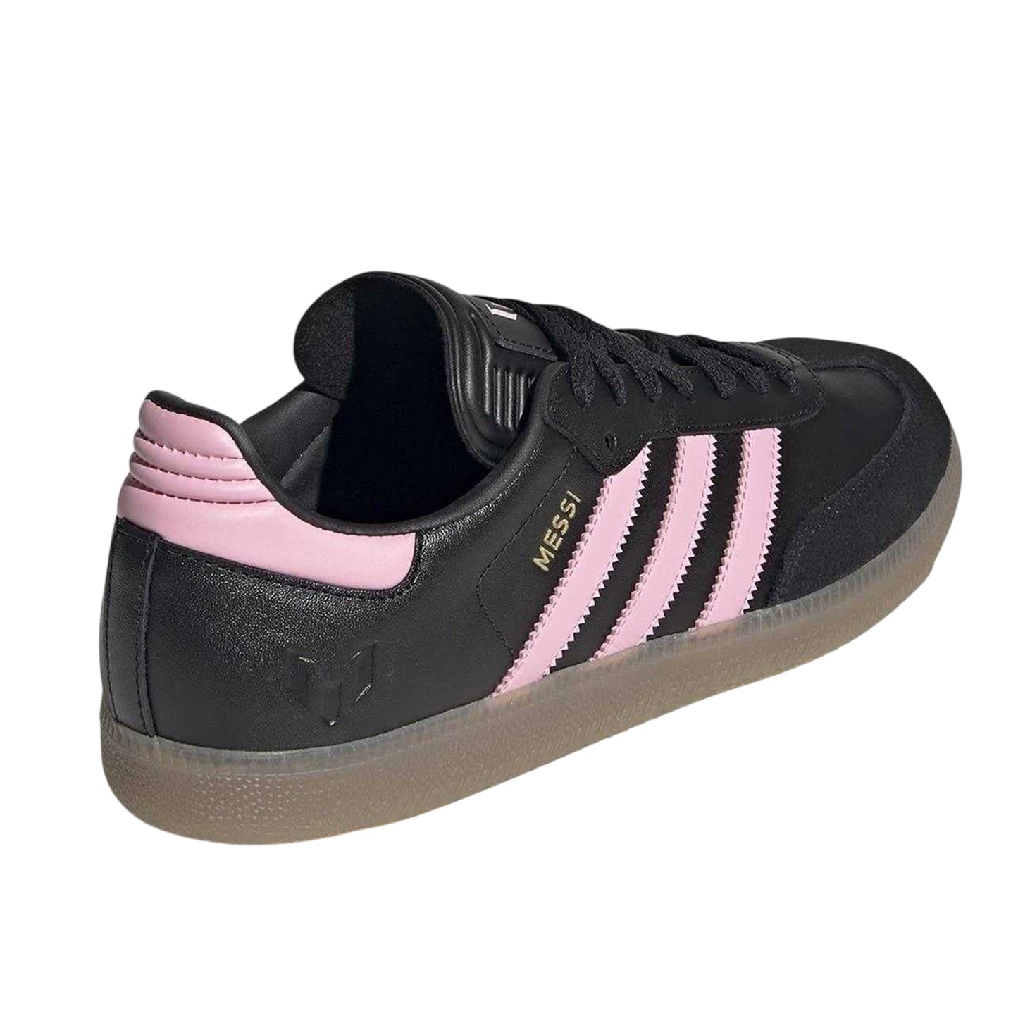 Black-Pink-Gum - Back - Adidas Womens-Ladies Messi Leather Trainers